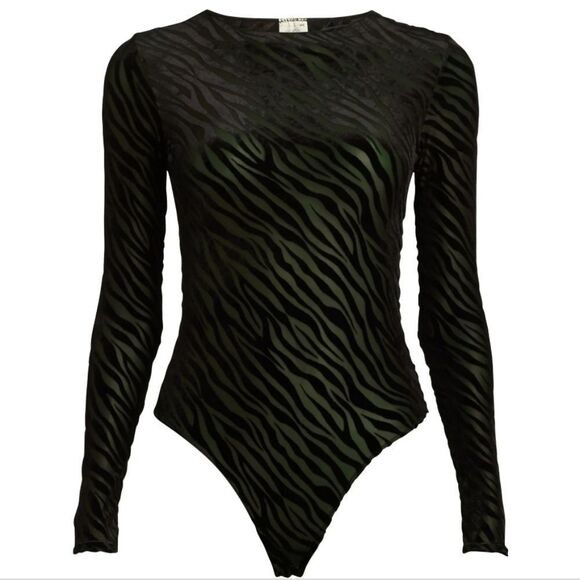 🩵NWT Sofia Vergara Black Burnout Zebra Print Long Sleeve Medium - Picture 12 of 12